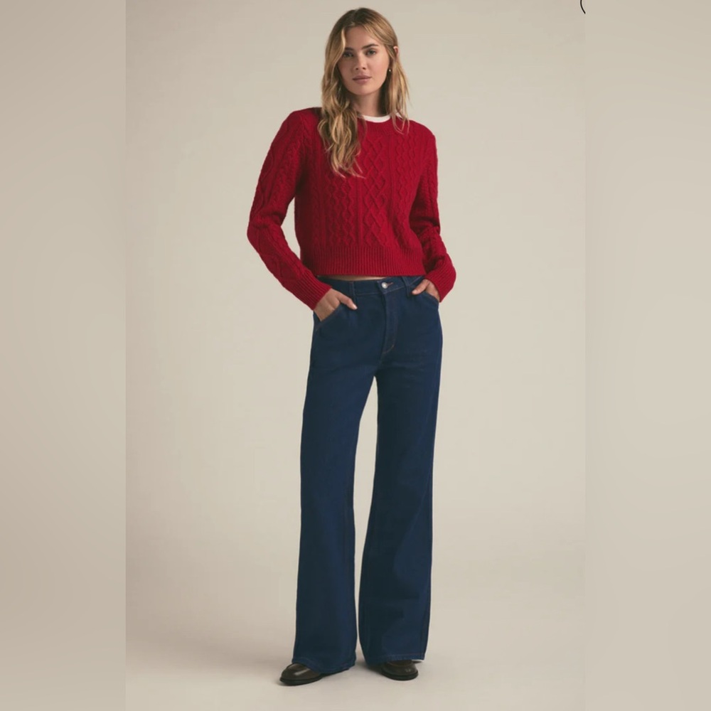 FAVORITE DAUGHTER Olympia Flare Leg Jeans Manchester Dark Blue Size 27 Like New